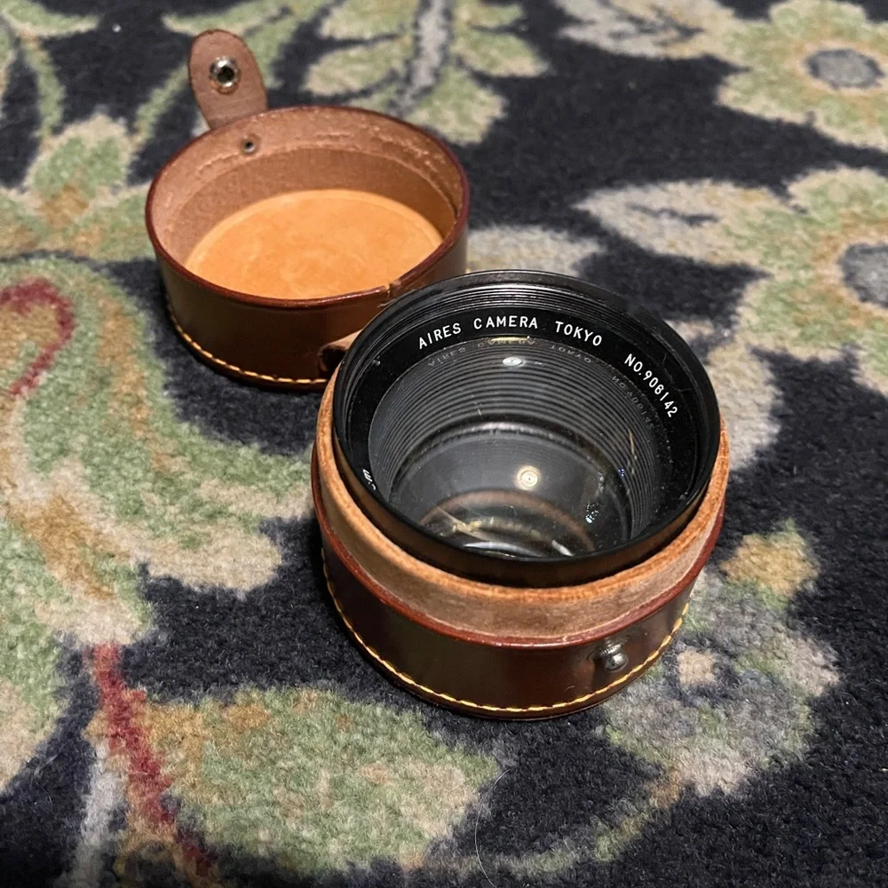 Camera Lens with Brown Leather Case